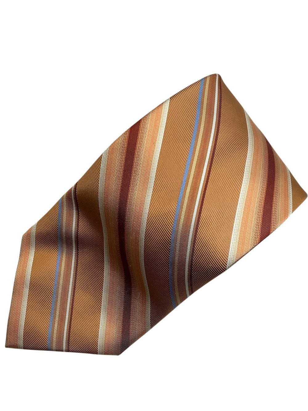 GUY LAROCHE Vintage Silk Tie Orange Blue Regimental Striped Necktie Formal